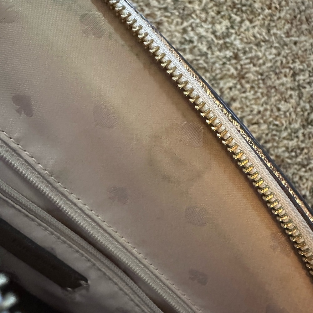 Kate Spade Metallic Champagne Saffiano Leather Dome Satchel Handbag - Picture 13 of 15
